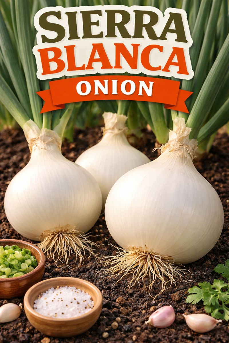 Sierra Blanca 100 Onion Seeds F1 Hybrid Day-Neutral White Onion Vegetable Seeds