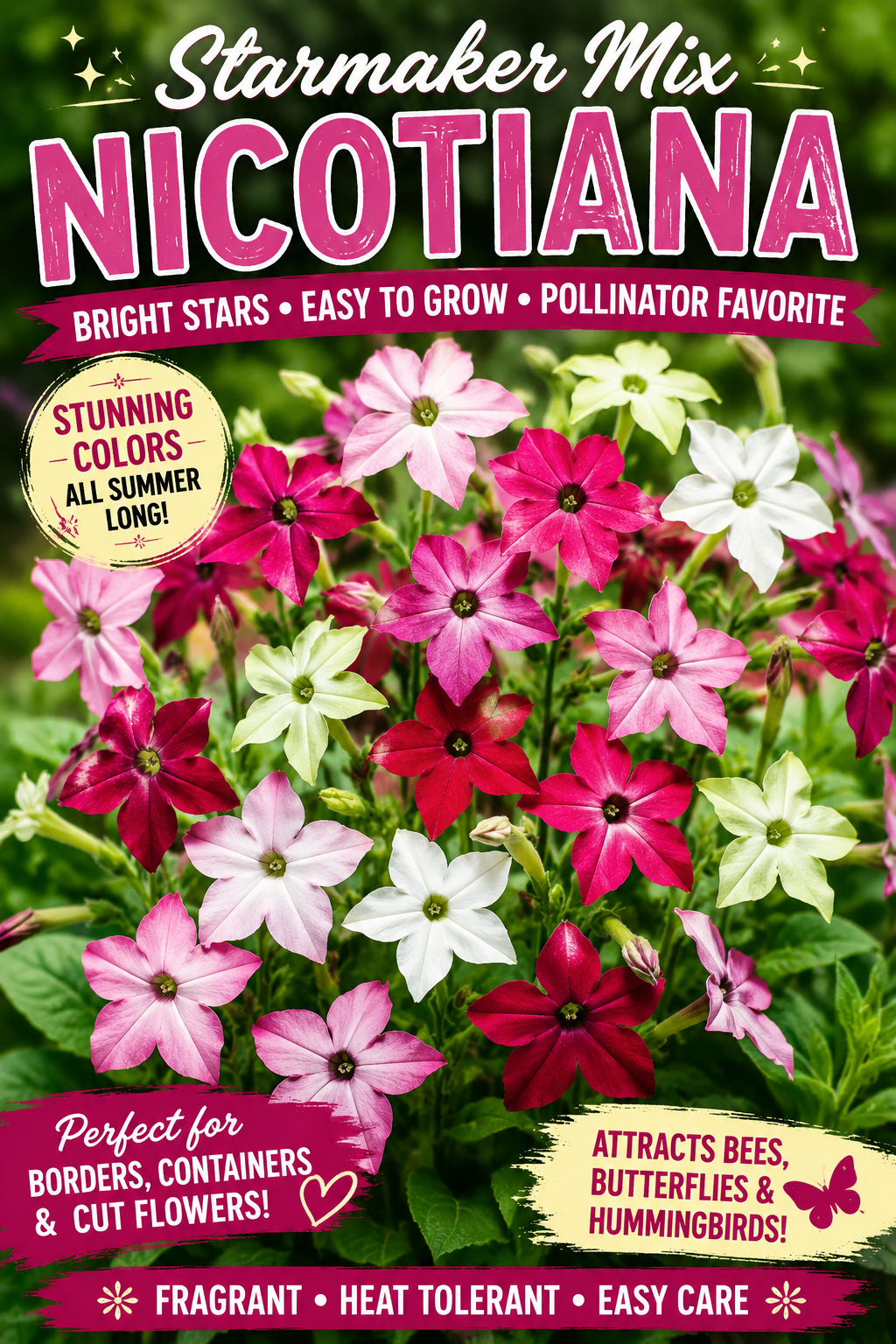 25–100 Pelleted Starmaker Mix Nicotiana Seeds | Fragrant Flowering Tobacco Seeds