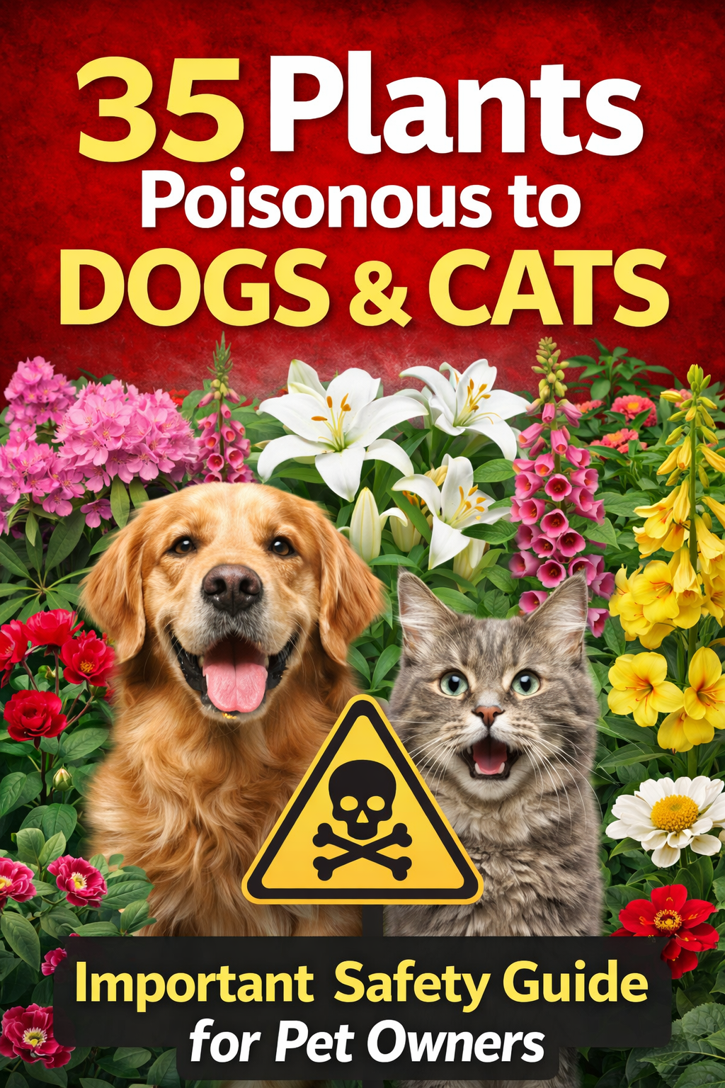 35 poisonous plants for dogs and cats showing common toxic garden flowers and pet safety warning guide