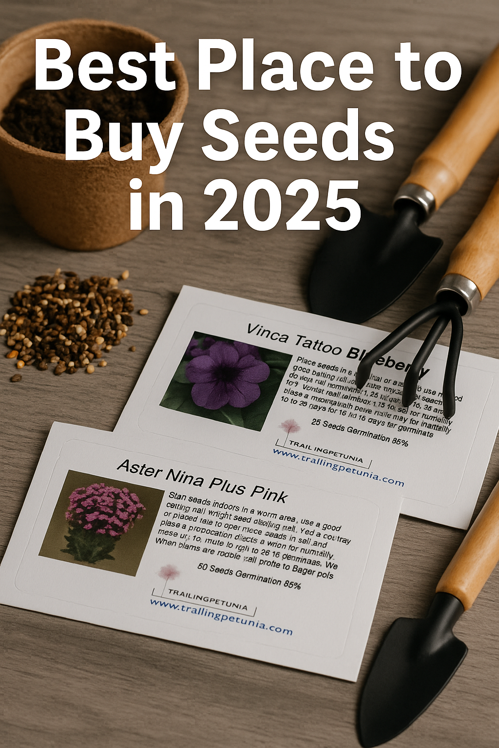 Best place to buy seeds in 2025 – Trailing Petunia seed packs with Vinca Tattoo Blueberry and Aster Nina Plus Pink, trusted flower seeds online