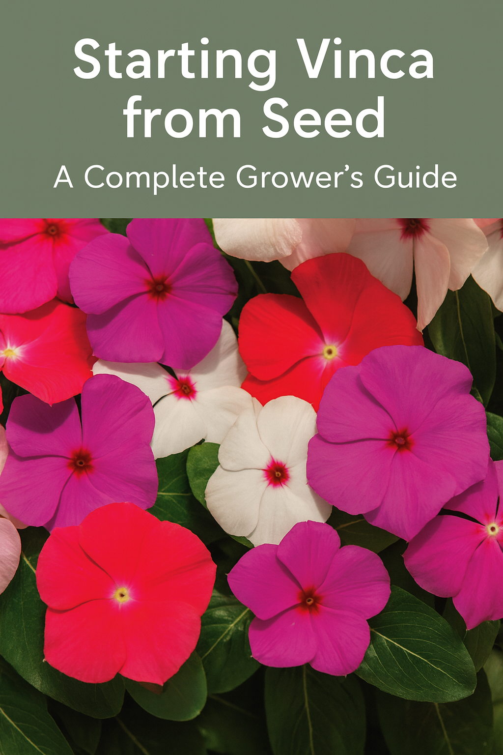 Blooming Vinca flowers in pink, red, and white shades – starting Vinca from seed growing guide