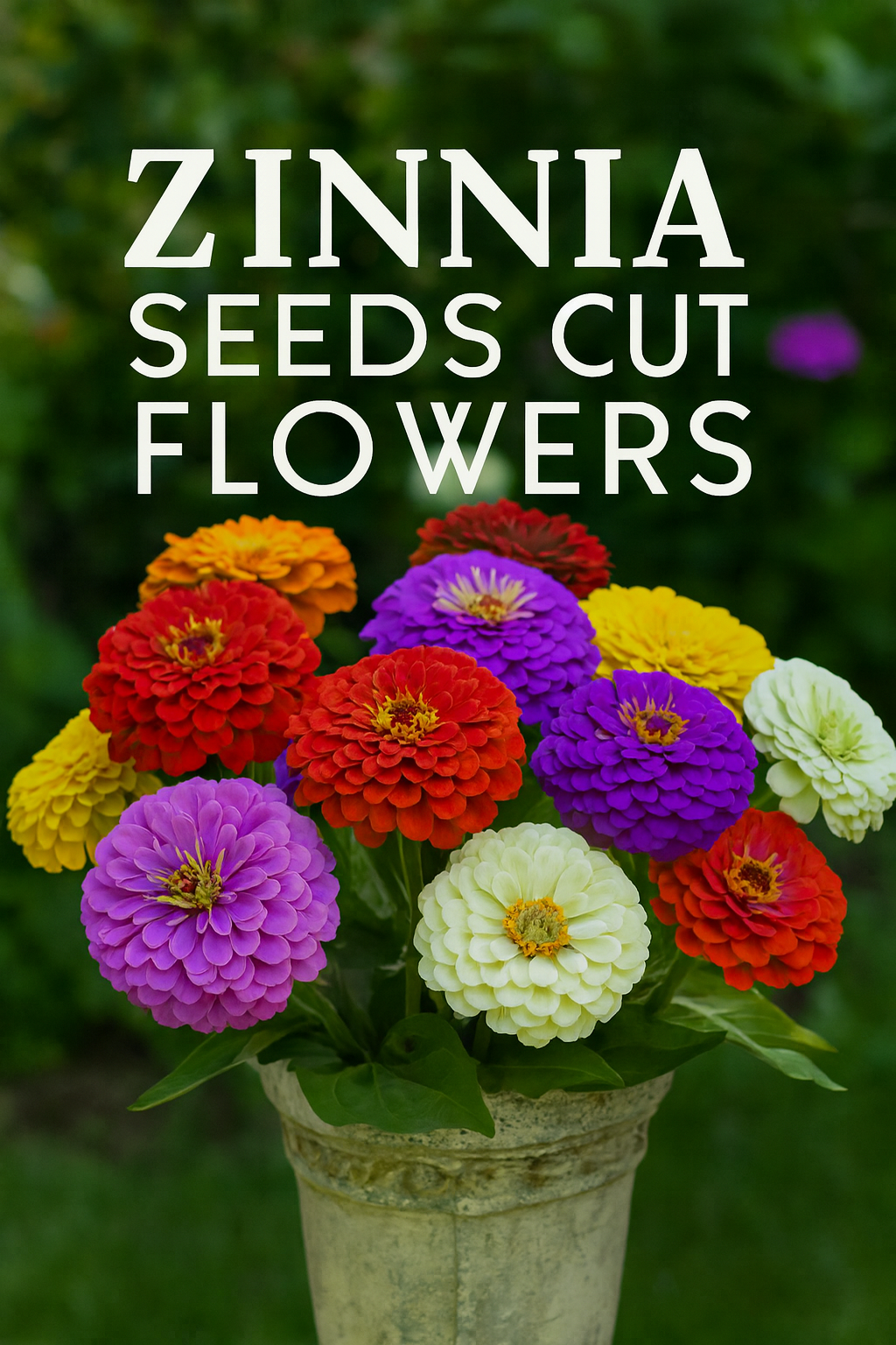Benary’s Giant Mix Zinnias in vibrant colors blooming in a summer cut flower garden