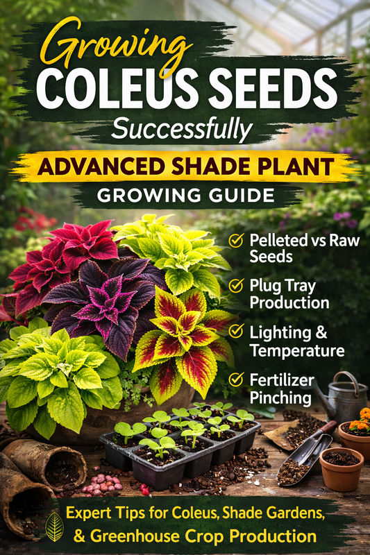 Healthy coleus seedlings and mature foliage showing advanced shade plant growing techniques from seed