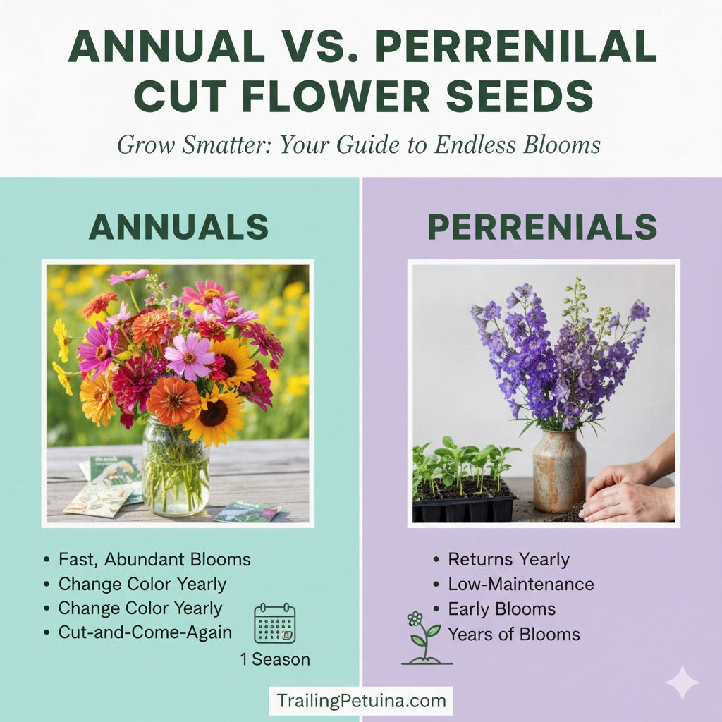 Should you grow Annual or Perennial flower seeds? Our expert guide compares yield, maintenance, and investment to help you plan your highest-yielding cut flower garden