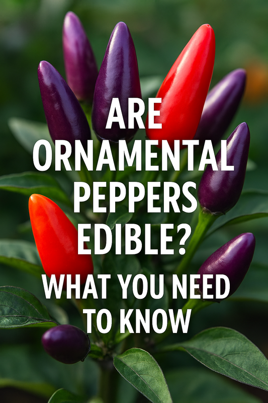 “Close-up of colorful ornamental pepper plants in shades of red, purple, and orange, grown for decorative use. Learn whether ornamental peppers are edible and safe to eat