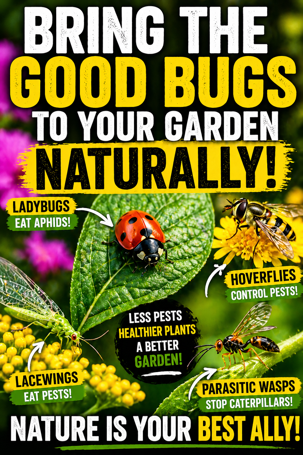 How to attract beneficial insects like ladybugs and lacewings for natural pest control and a healthier garden