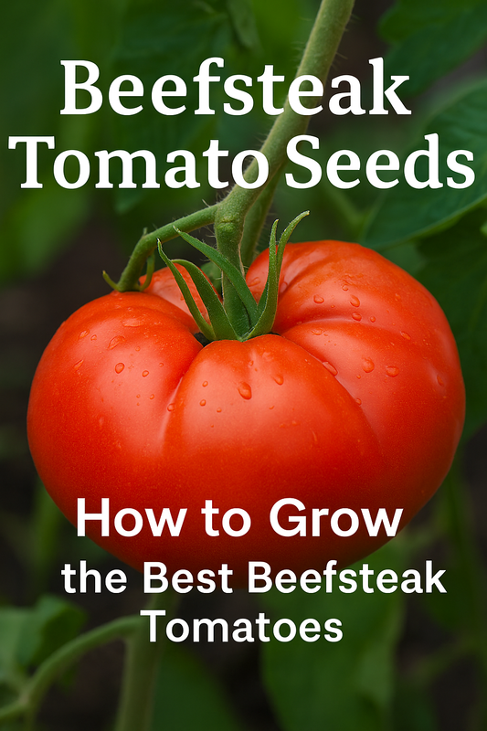 Ripe beefsteak tomato on the vine used for a blog about beefsteak tomato seeds and how to grow tomatoes from seed.