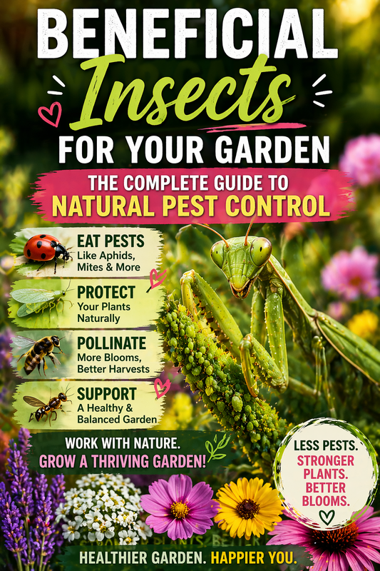 Praying mantis and ladybug controlling aphids in garden showing beneficial insects for natural pest control and healthier plants