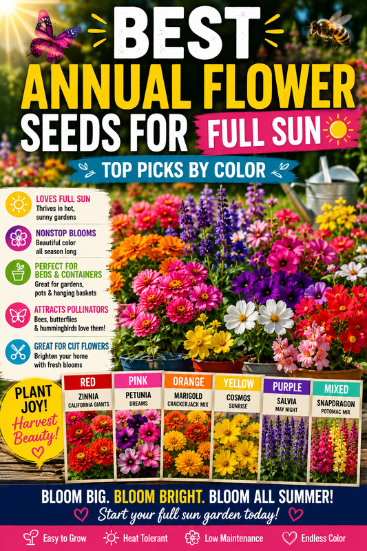 Best annual flower seeds for full sun with colorful blooms all summer long
