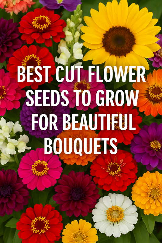 Colorful cut flowers grown from seed for bouquets
