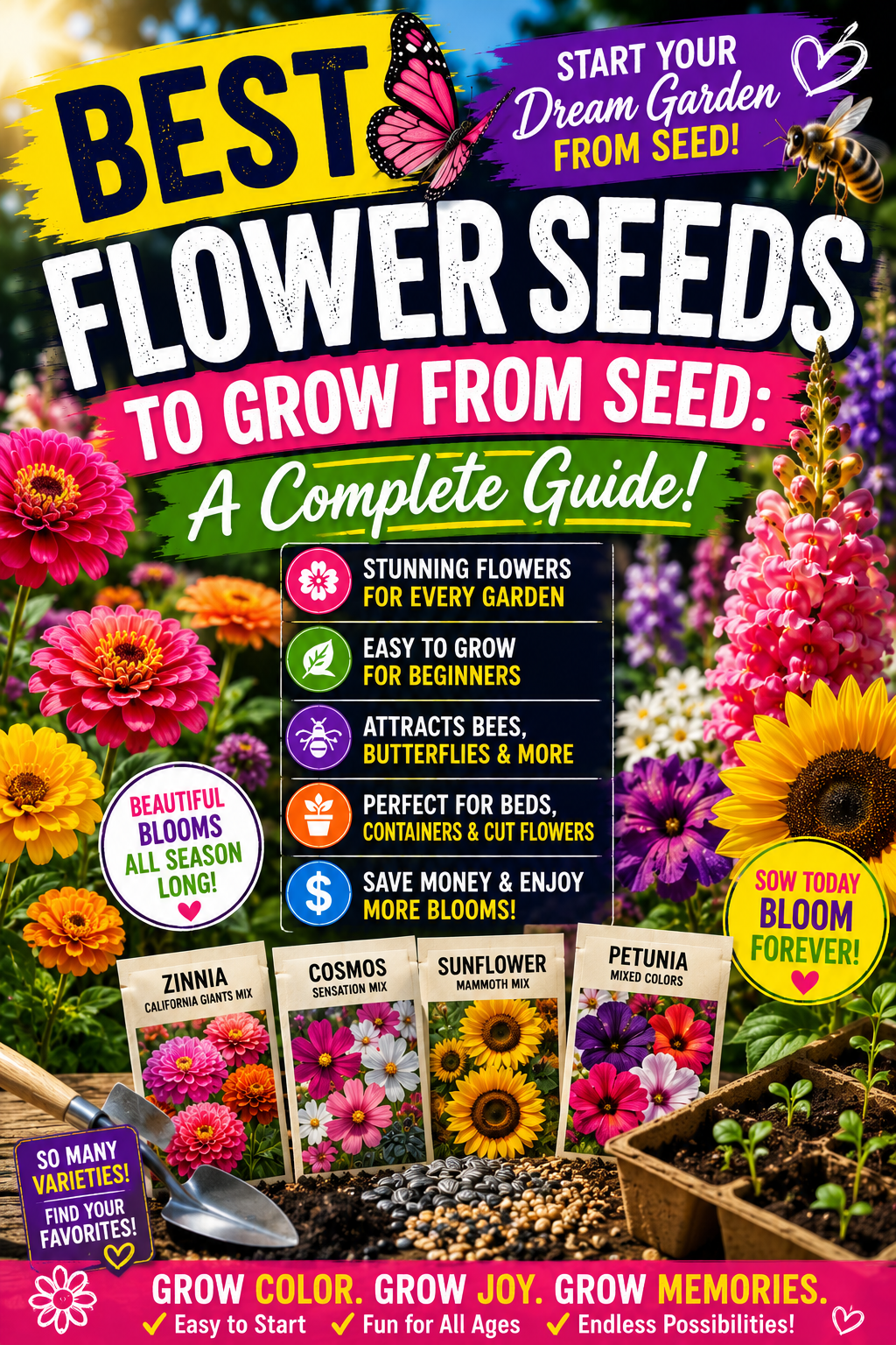 Best flower seeds to grow from seed for colorful gardens, containers, and cut flowers
