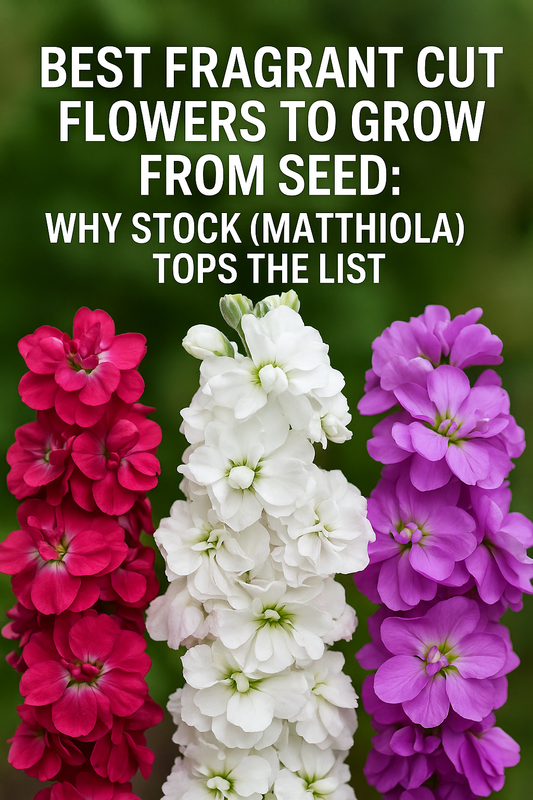 Stock flowers (Matthiola) in pink, white, and lavender blooms, showcasing why they are the top choice among fragrant cut flowers grown from seed