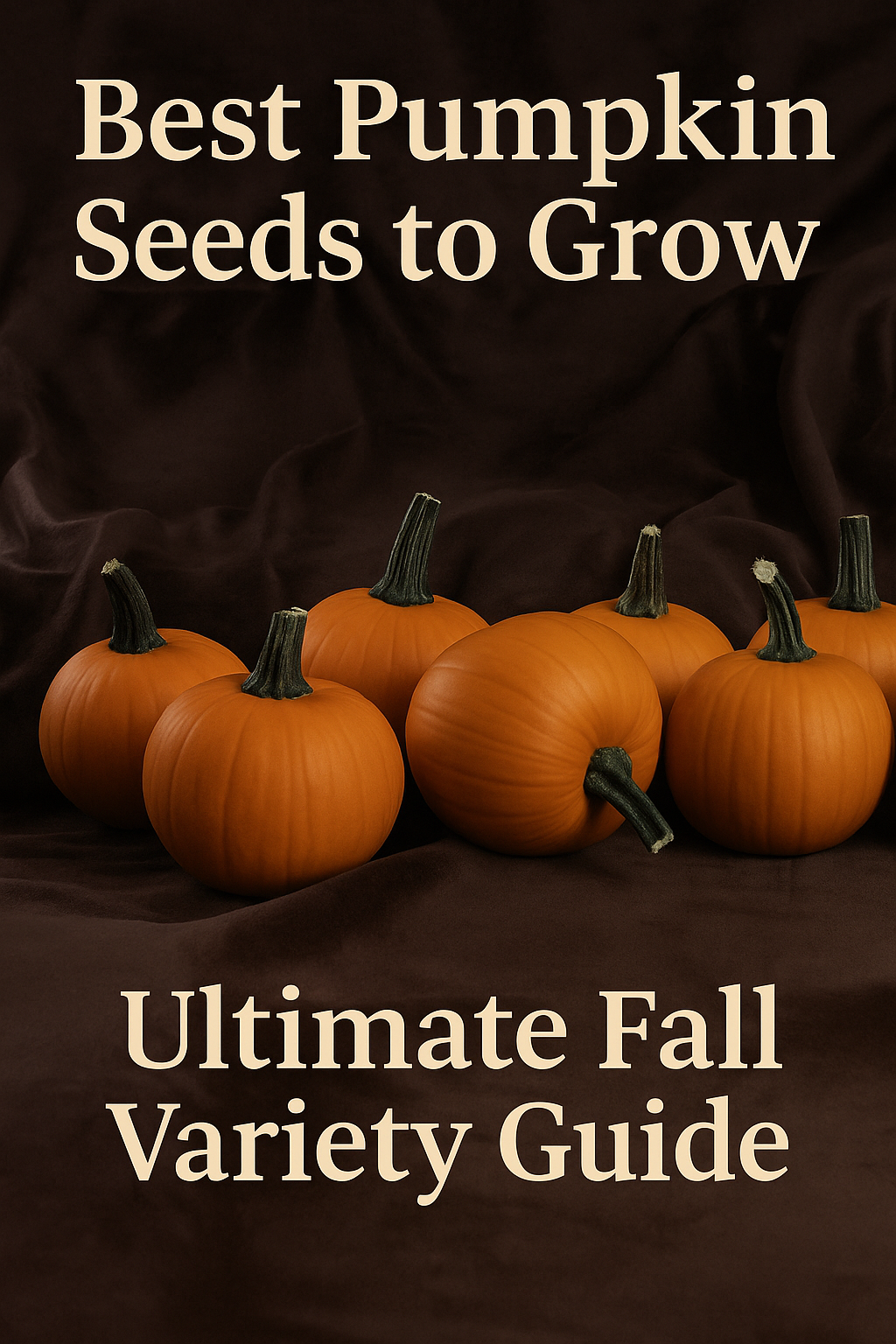 Best Pumpkin Seeds to Grow image showing assorted pumpkins in various colors and shapes arranged on straw, representing decorative and edible fall varieties.