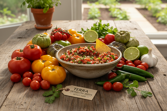 Fresh Roma tomatoes and tomatillos for homemade salsa