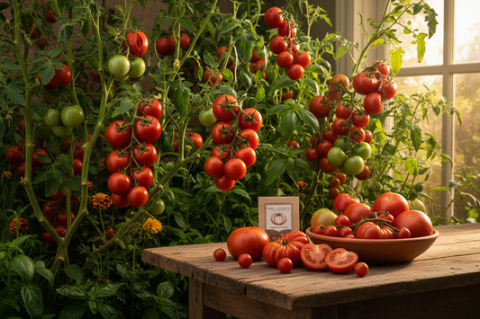 Tomatoes ripening off the vine on a rustic wooden surface — a guide to ripening green tomatoes indoors