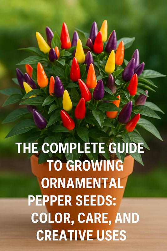 Bright and colorful ornamental pepper plants displaying red, purple, and orange fruits with lush green foliage — perfect for containers, patios, and vibrant garden borders