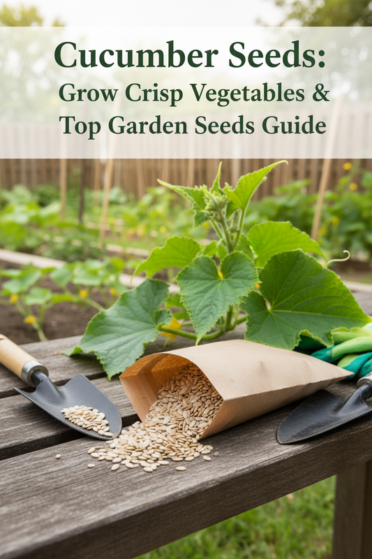 Fresh green cucumbers growing on a healthy vine in the garden, showcasing crisp texture and vibrant foliage. Learn how to grow cucumber seeds for a productive vegetable harvest.