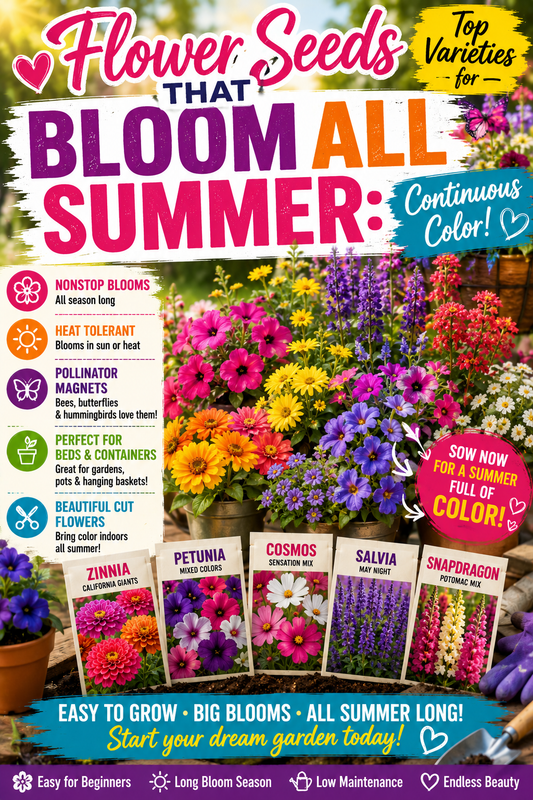 Colorful flower seeds that bloom all summer for nonstop garden color