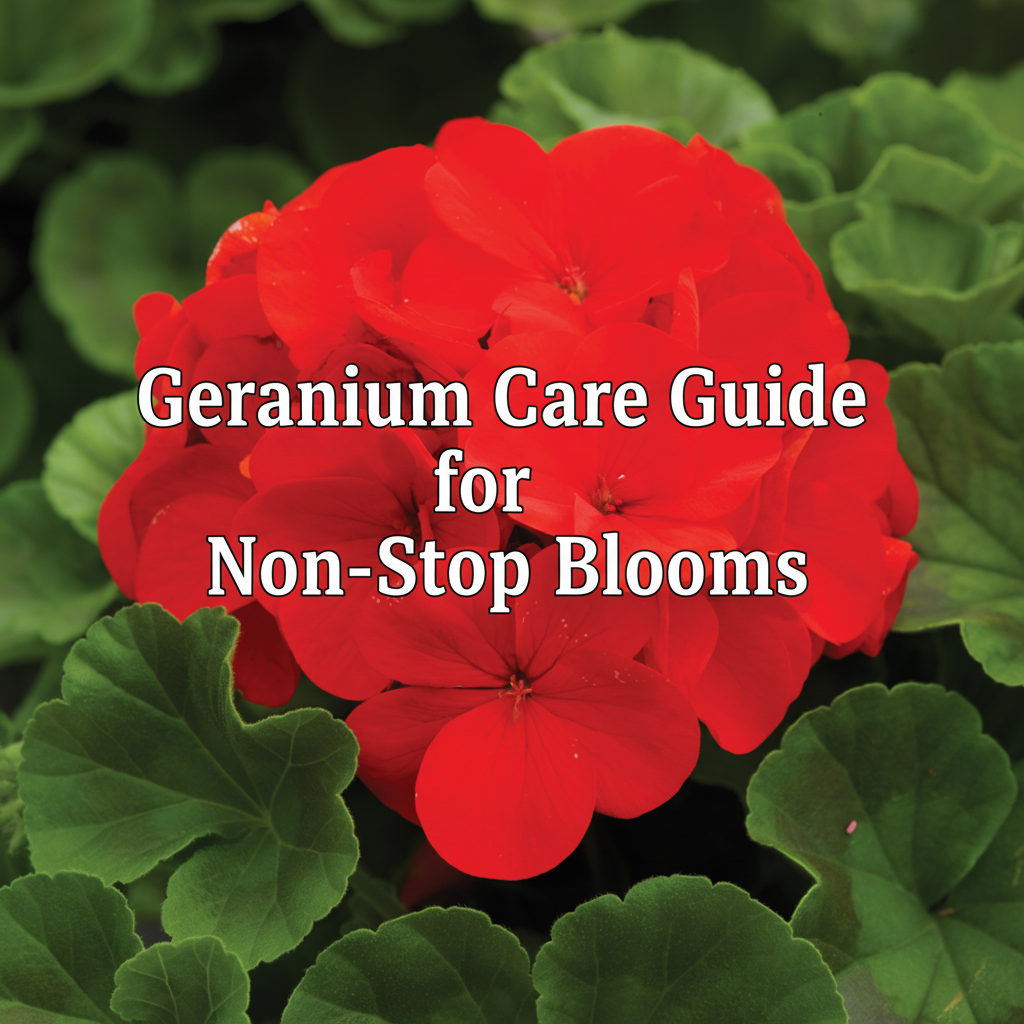Healthy Geranium plants with bright blooms being deadheaded and fertilized to encourage continuous flowering. Learn how to care for Geraniums for non-stop summer blooms.
