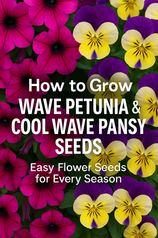 Wave Petunia and Cool Wave Pansy flowers in bloom showing easy flower seeds for every season
