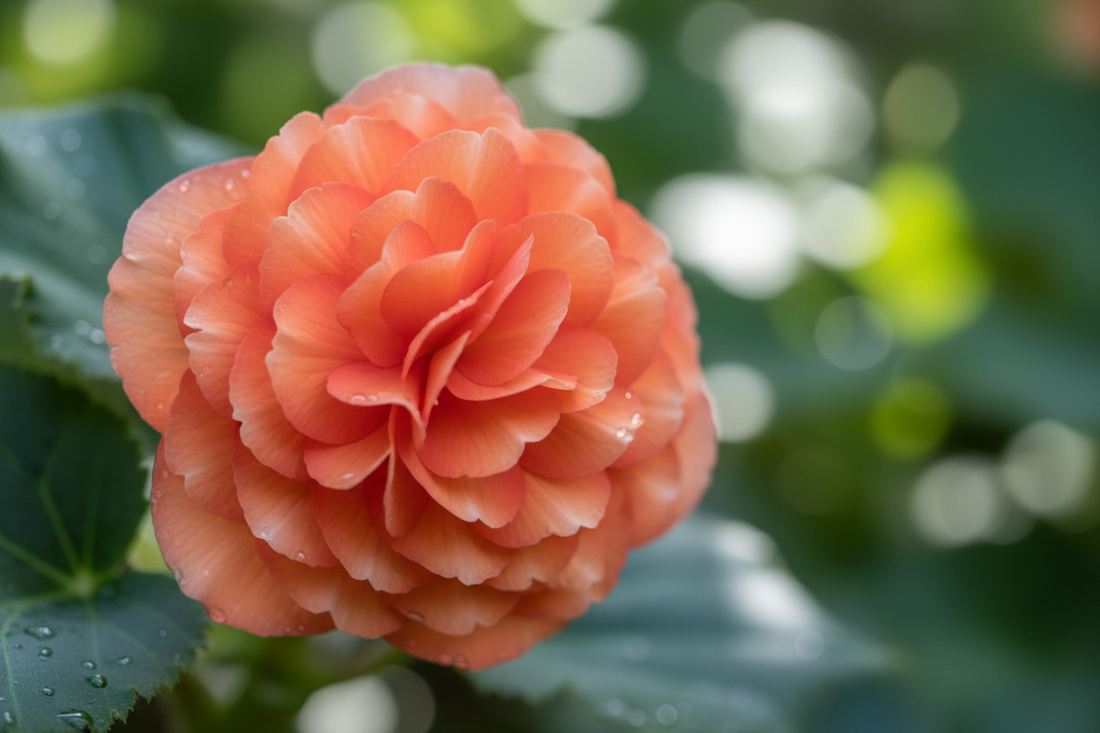 Tuberous begonia in full bloom grown from seed