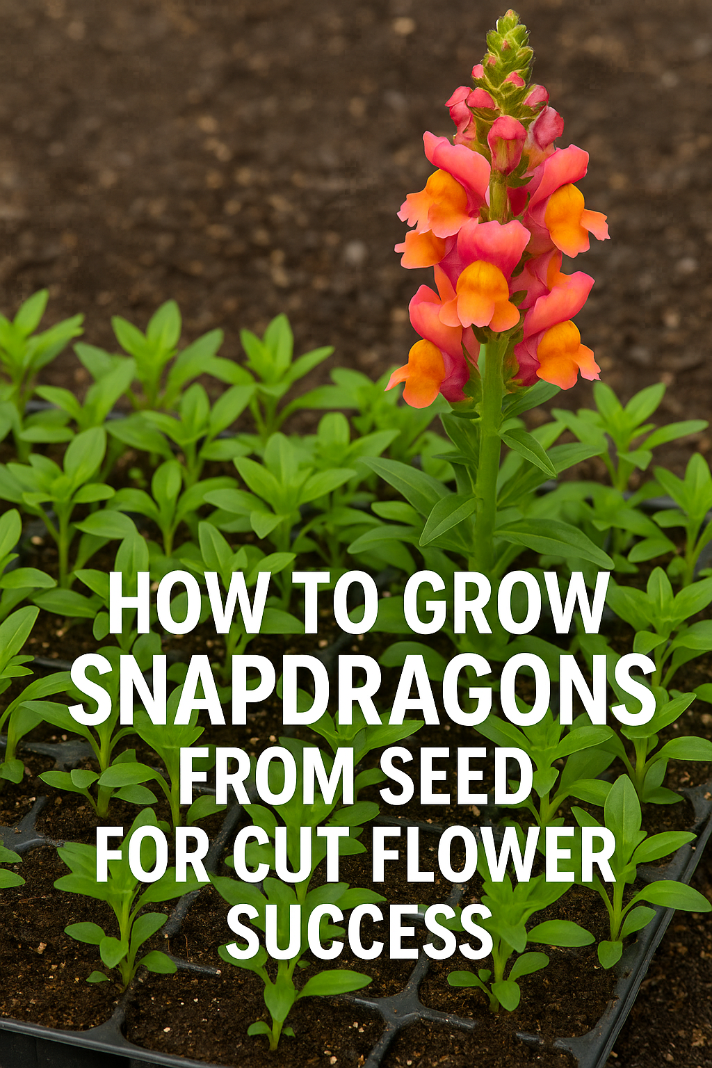 Vibrant snapdragon flower blooming among seedlings – guide on how to grow snapdragons from seed for cut flower success