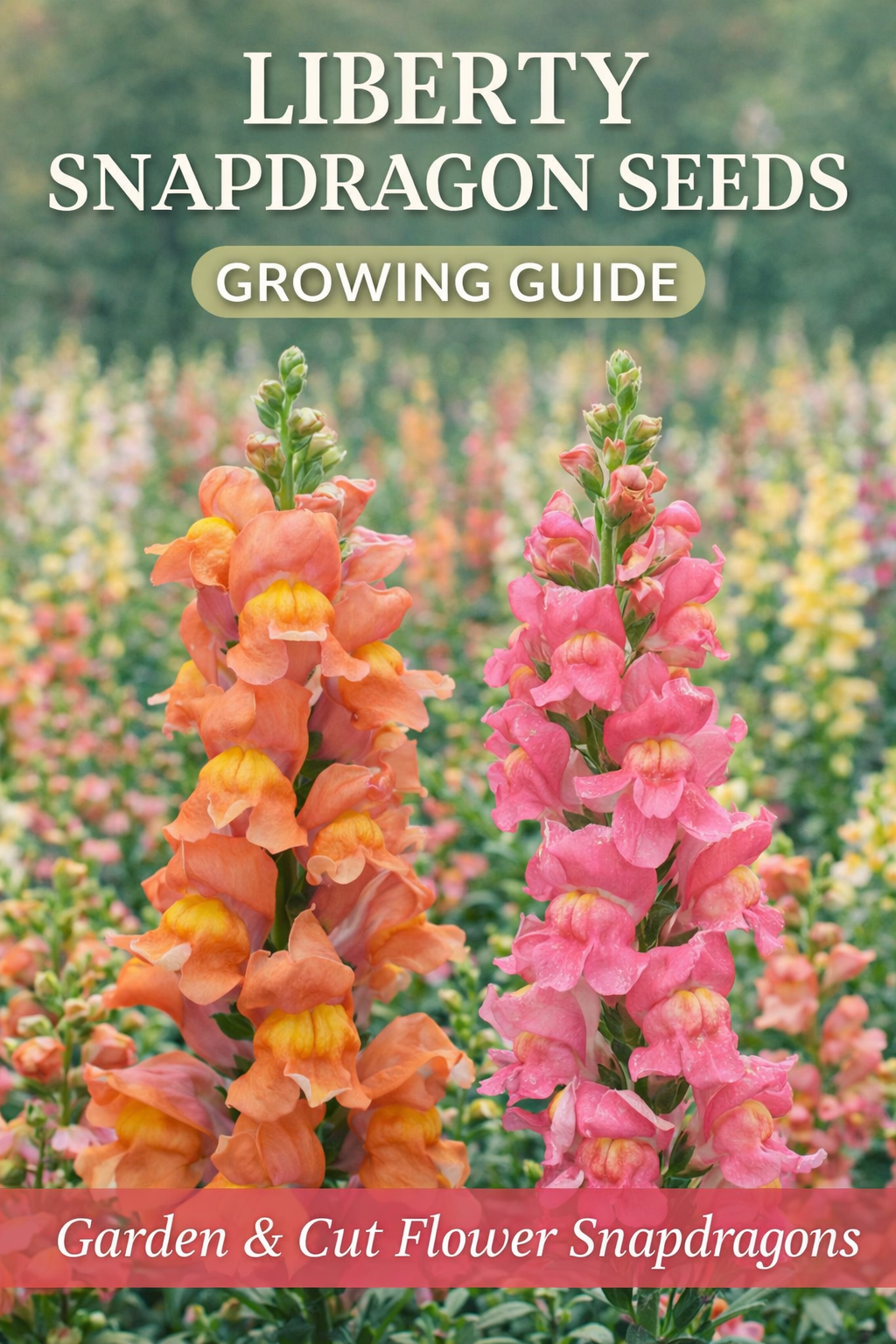 Liberty snapdragon flowers growing in a colorful garden field for cut flower production