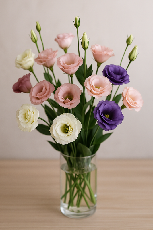 Lisianthus flowers in a vase lasting up to two weeks