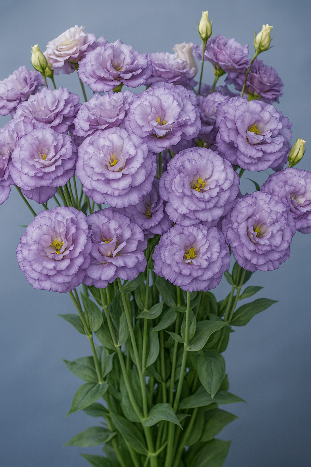 Lisianthus Celeb 2 Orchid flowers in full bloom with ruffled lavender petals and strong stems perfect for cutting