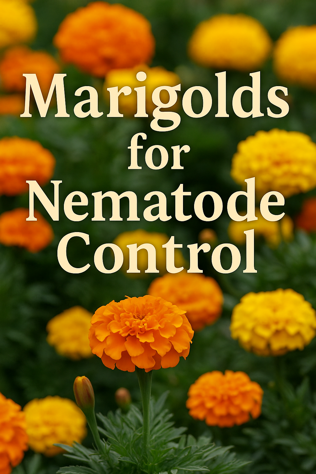 French marigold flowers used for nematode control in garden soil