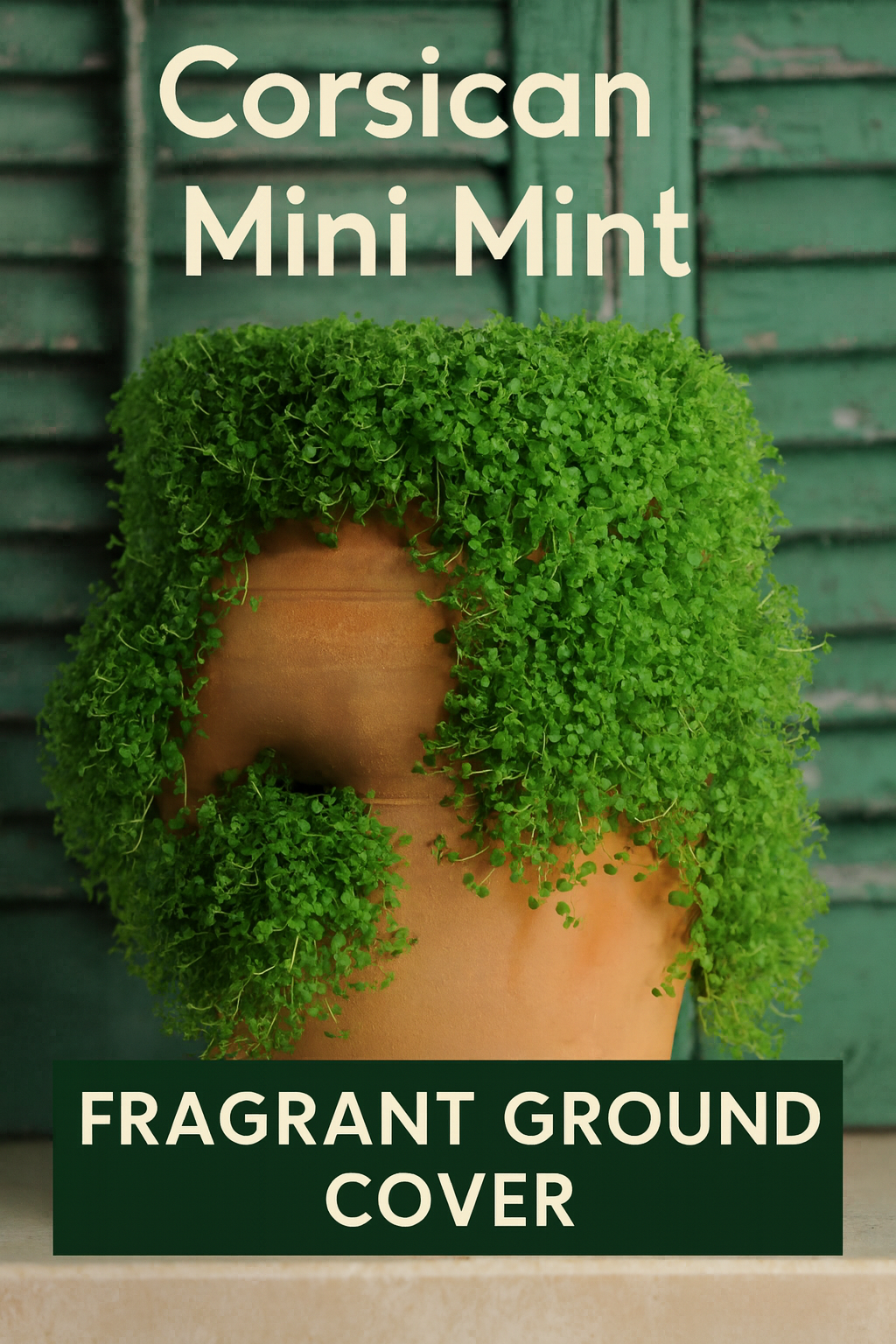 Corsican Mini Mint growing lushly in a terracotta pot, forming a dense and fragrant green carpet ideal for ground cover, containers, and stepping-stone gardens