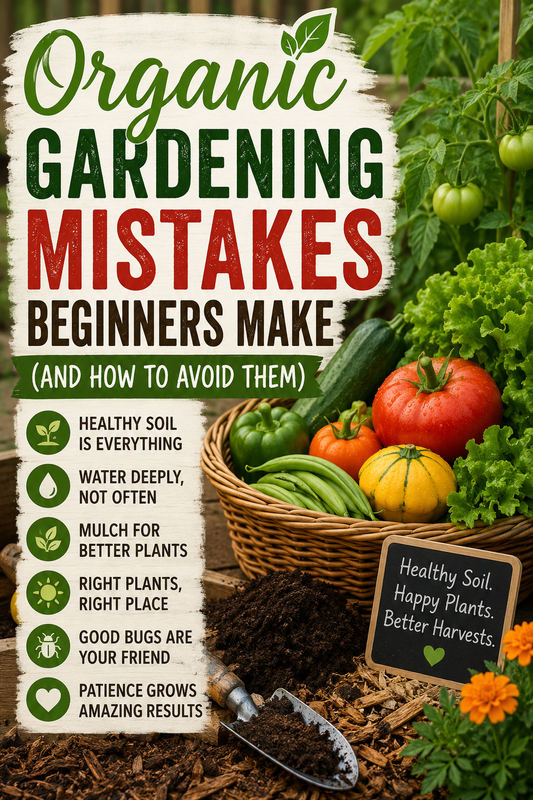 Fresh organic vegetable garden showing healthy soil, tomatoes, beans, squash, lettuce, and compost for beginner gardening success.