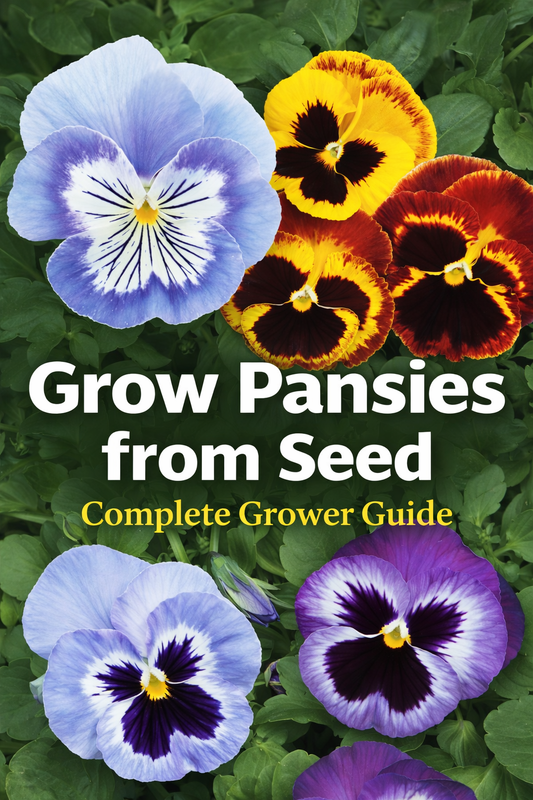 Colorful pansy flowers in bloom showing how to grow pansies from seed for bright spring and fall garden displays