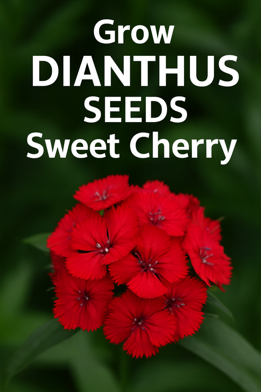 Pelleted Dianthus Seeds Sweet Cherry in full bloom with deep cherry-red petals, ideal for cut flowers, borders, and container gardens