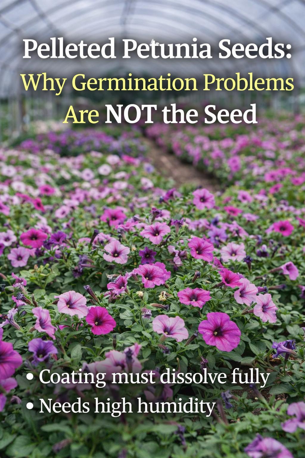 Pelleted petunia seeds placed on moist seed starting mix showing how coating dissolves for germination