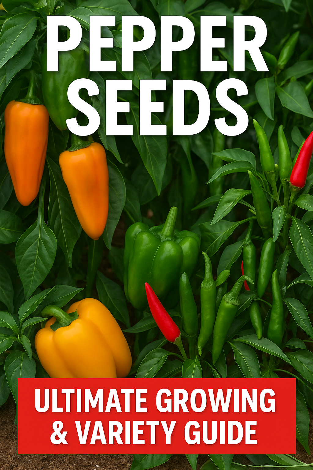 Bright red, orange, and green peppers growing on healthy plants — a complete guide to hot, sweet, and ornamental pepper varieties for home gardens and greenhouses.