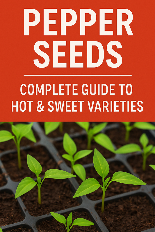 Pepper seedlings growing in trays under bright nursery lighting – complete guide to hot and sweet pepper seed varieties