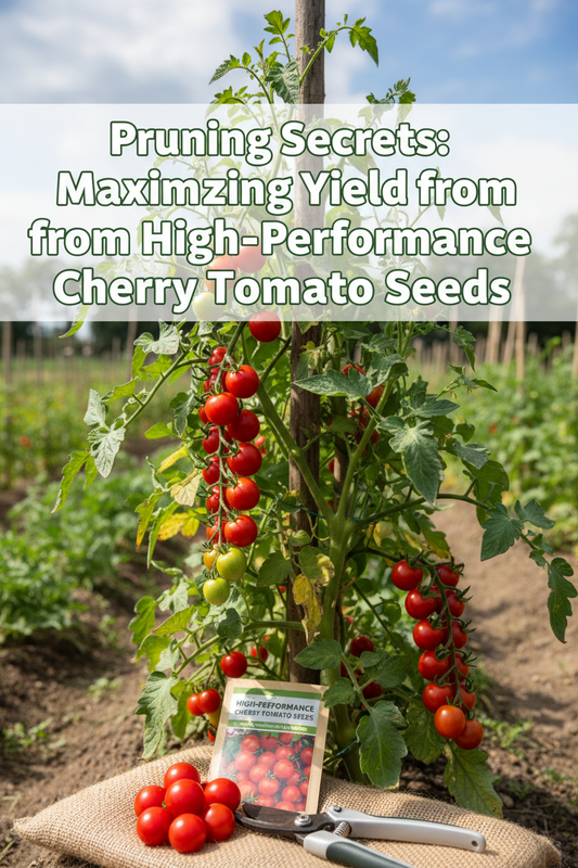 Gardener pruning cherry tomato plant to boost yield and fruit production