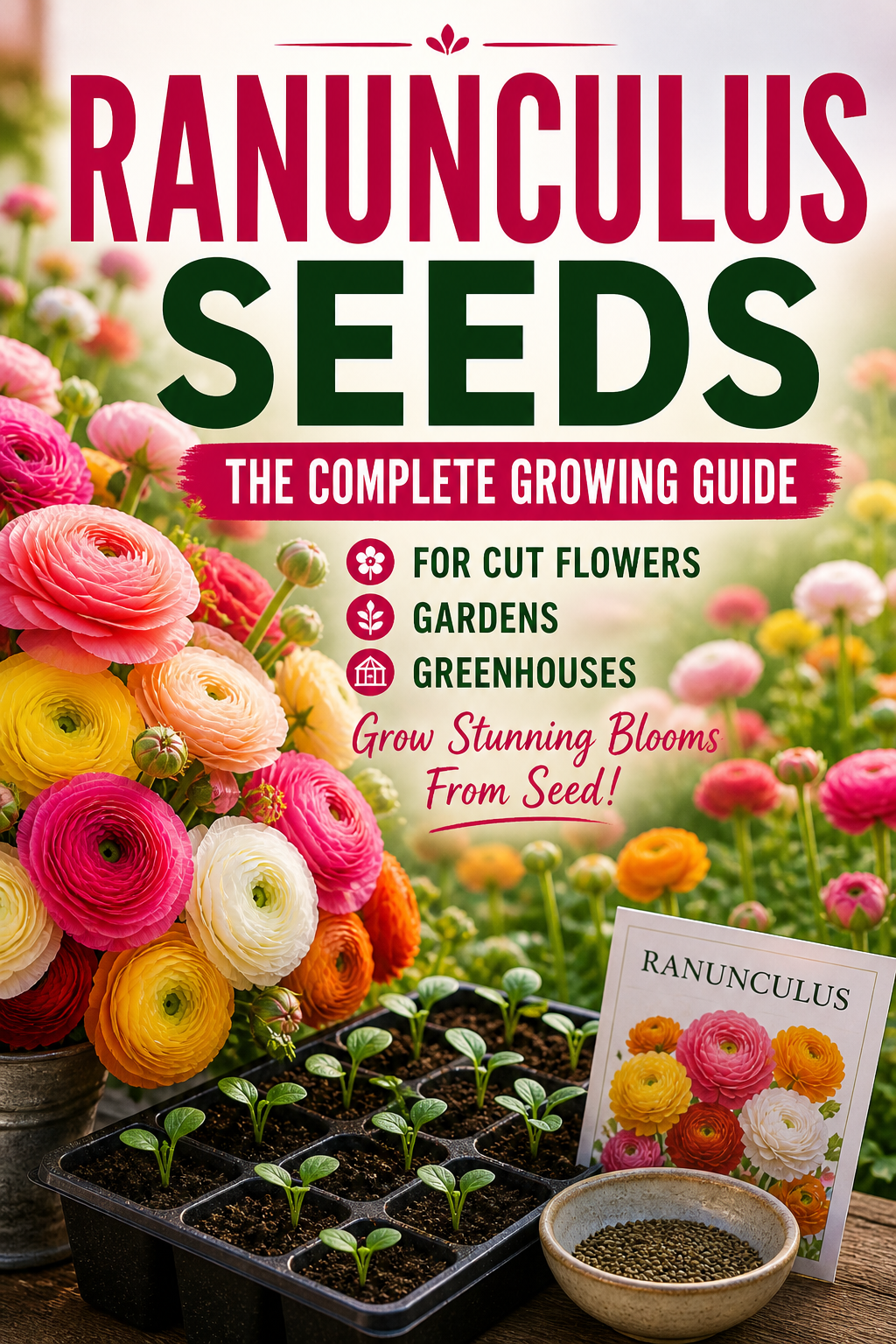 ranunculus seeds growing guide for cut flowers gardens and greenhouse growing