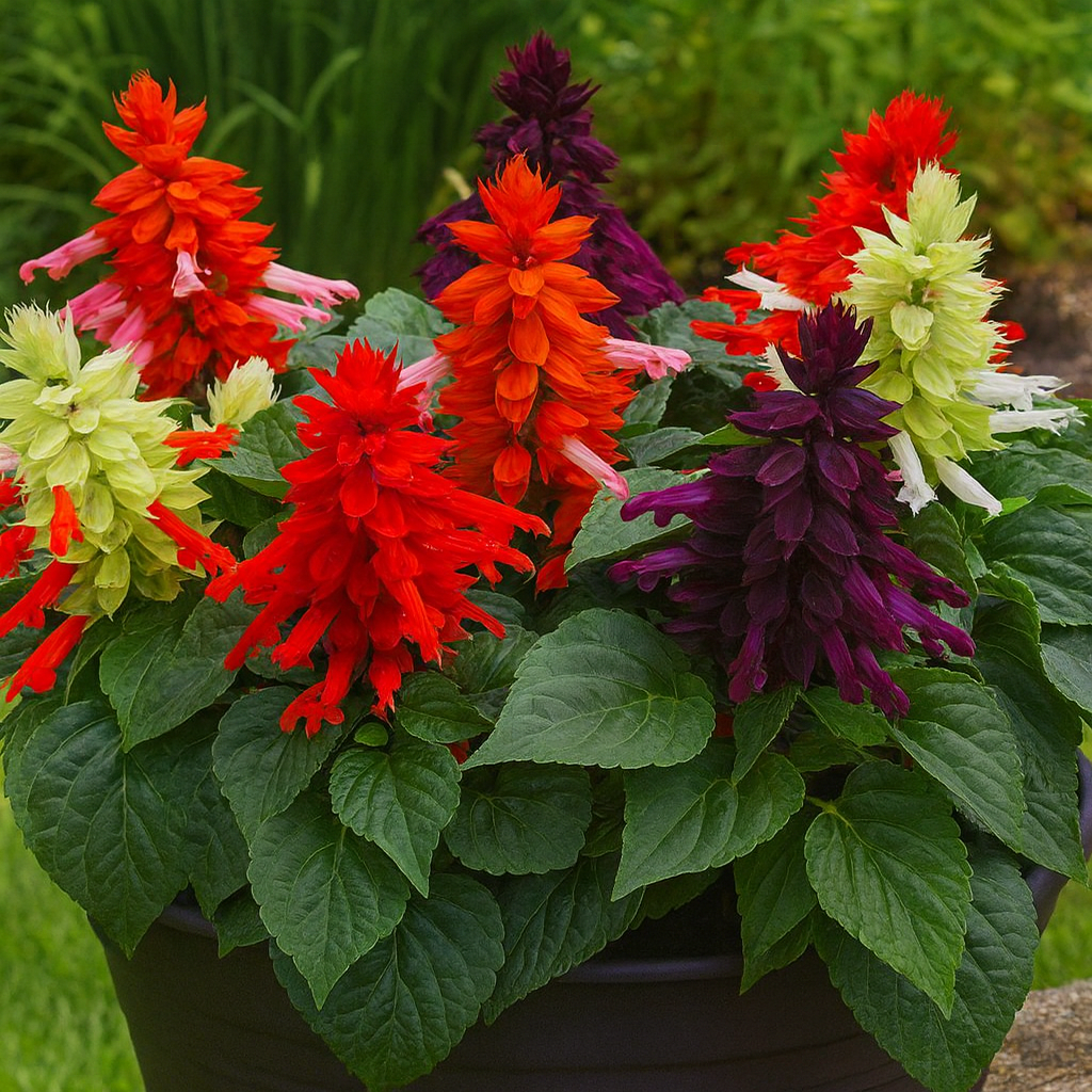 Salvia Mojave Formula Mix – compact flowers in red, purple, pink, and white