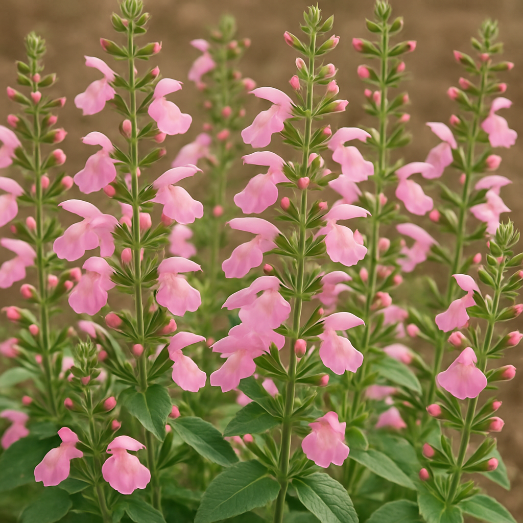 Salvia Summer Jewel Pink dwarf salvia flowers in bloom