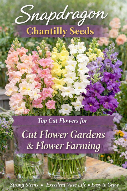 Snapdragon Chantilly seeds grown as tall cut flowers for bouquets and flower arrangements