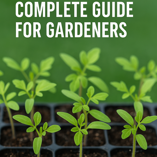 Young tomato seedlings with true leaves growing in trays, illustrating the complete guide to starting tomato seeds for gardeners