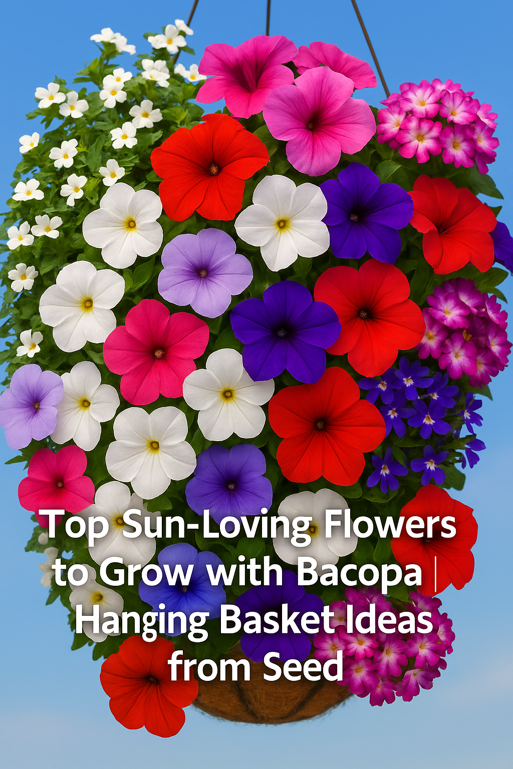 Sun-loving flowers with Bacopa for hanging baskets and planters