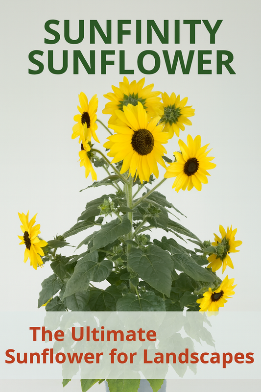 Sunfinity Sunflower growing in a landscape bed with bright continuous blooms, ideal for planters and season-long garden displays