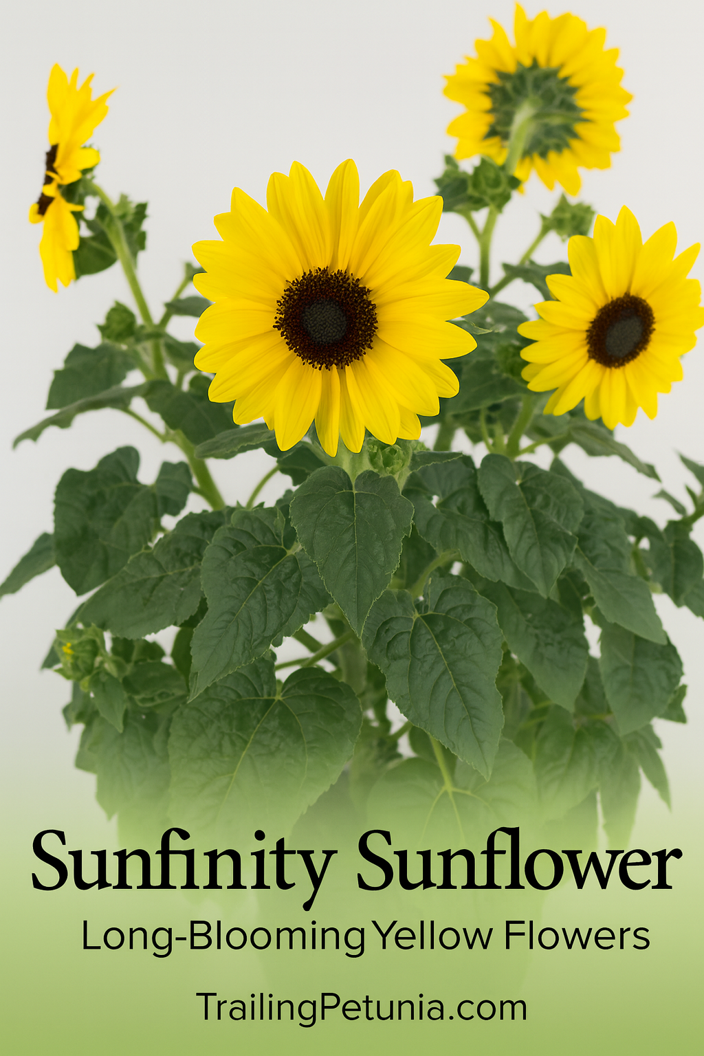 Sunfinity™ Hybrid Sunflower with vibrant yellow petals and dark centers in full bloom