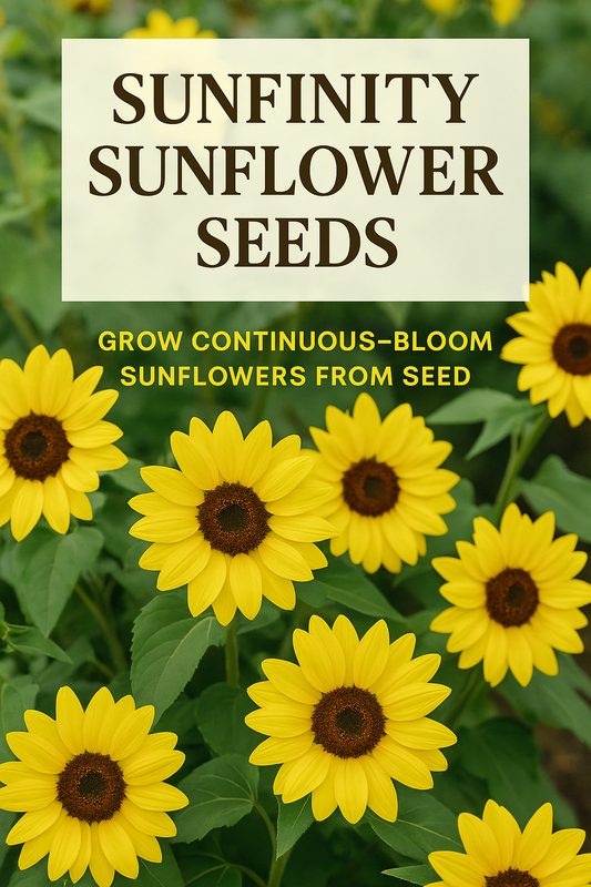 Sunfinity sunflowers producing nonstop bright yellow blooms in garden