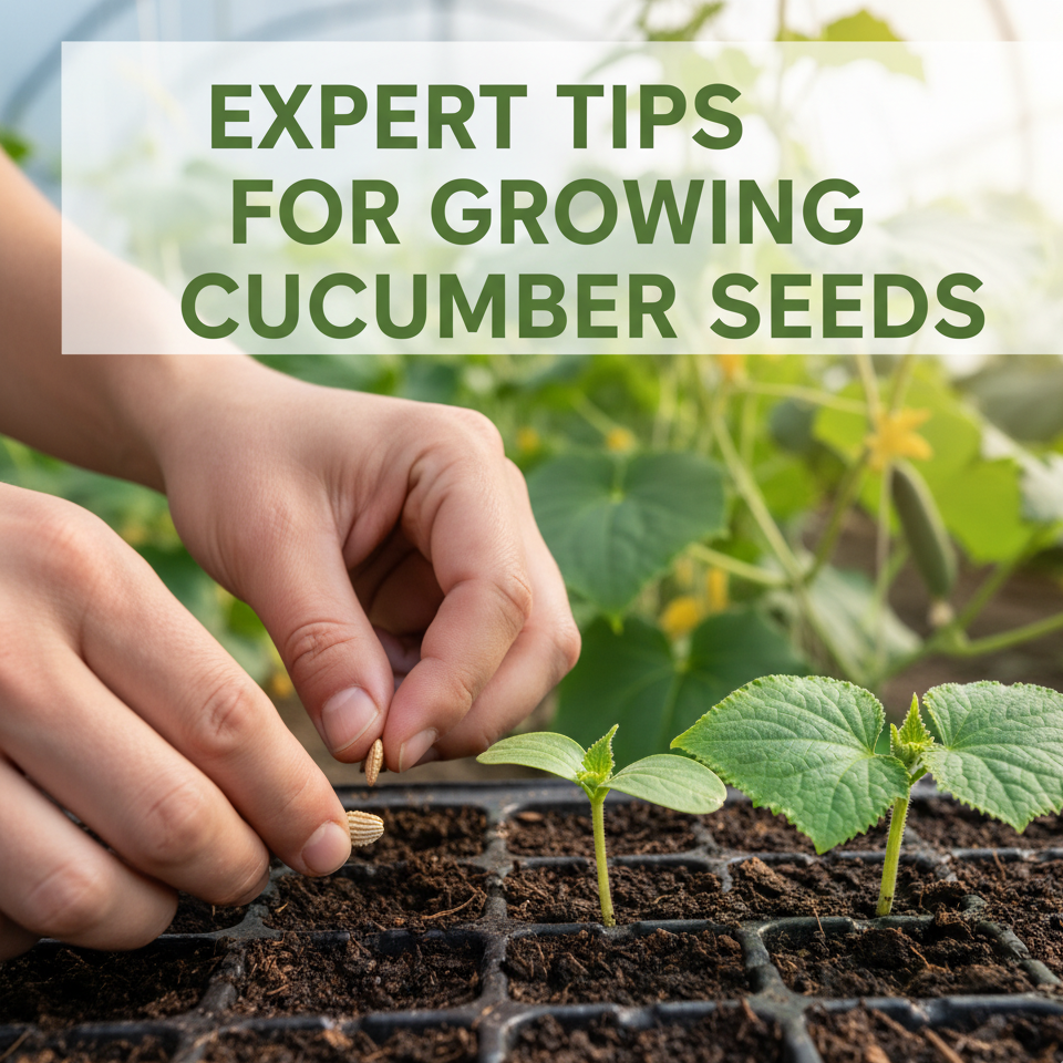 Healthy cucumber seedlings growing in a garden bed, showing strong vines and bright green leaves. Learn expert tips for successfully growing cucumber seeds for a productive harvest.