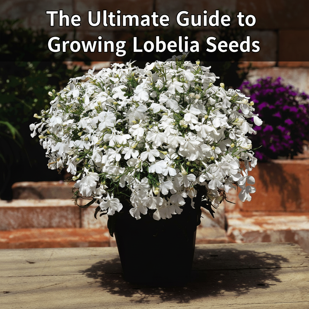 Vibrant blue Lobelia flowers blooming in a garden bed, showcasing their trailing habit and rich color. Learn how to grow Lobelia seeds for stunning summer displays.