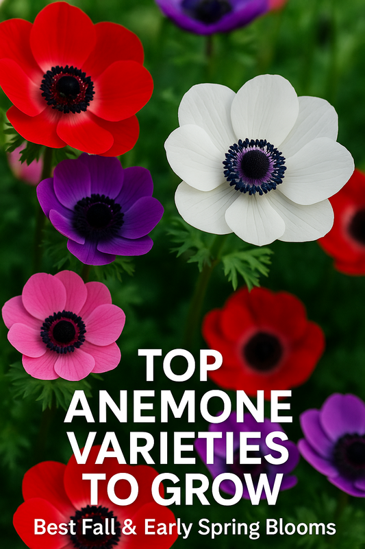 Beautiful Anemone flowers in red, purple, pink, and white — top varieties to grow from seed for colorful fall and early spring garden displays.